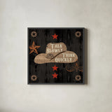Saddle Up III by Pela Studio. Shown in a sleek black glass frame for a contemporary gallery look. Available as an archival giclee rolled canvas, fine art paper, or poster print. SKU 69505a.