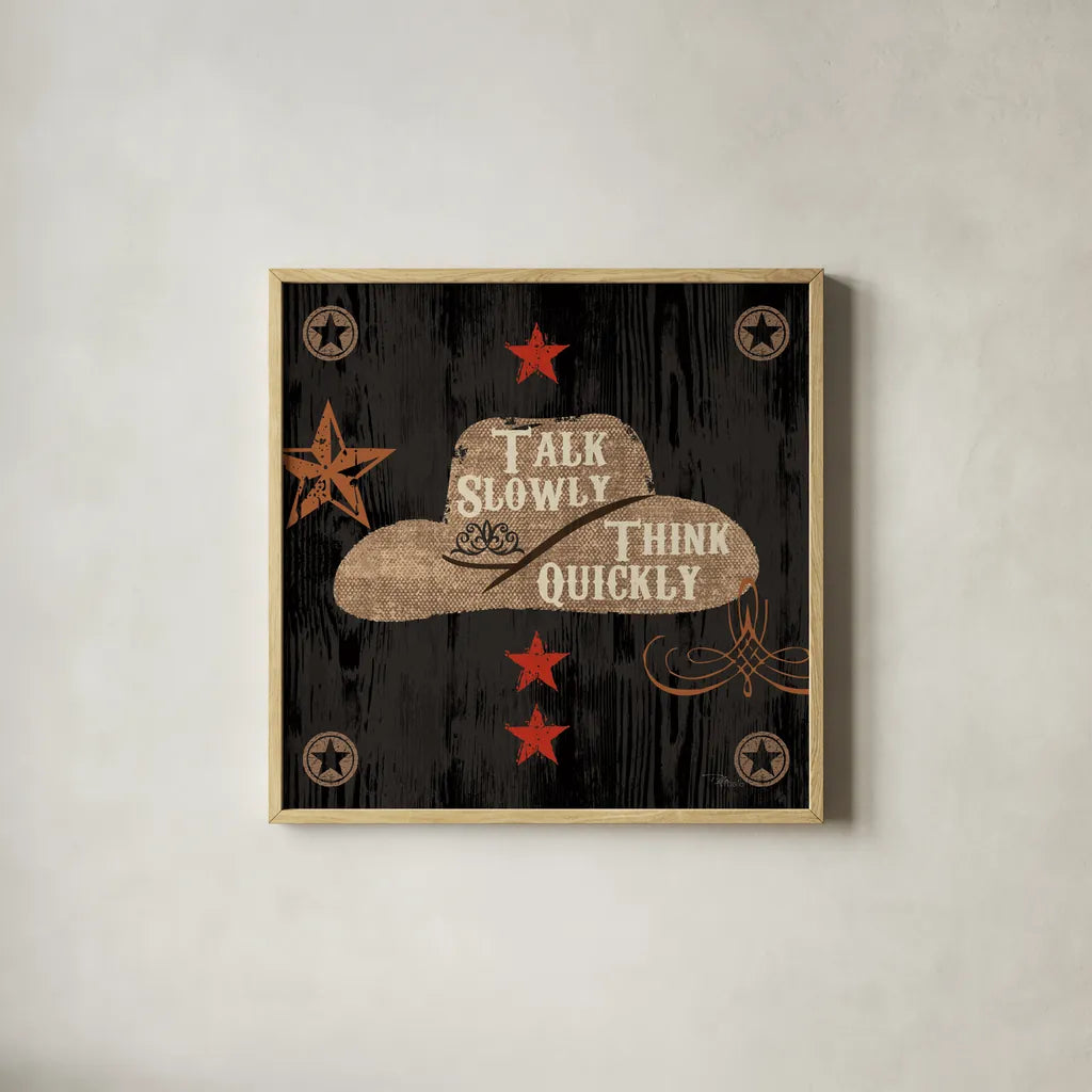 Saddle Up III by Pela Studio. Shown in a natural wood glass frame for a timeless modern aesthetic. Available as an archival giclee rolled canvas, fine art paper, or poster print. SKU 69505a.