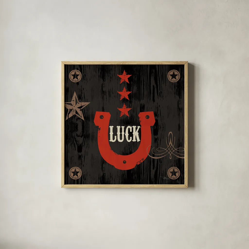 Saddle Up Icon I by Pela Studio. Shown in a natural wood glass frame for a timeless modern aesthetic. Available as an archival giclee rolled canvas, fine art paper, or poster print. SKU 69503a.