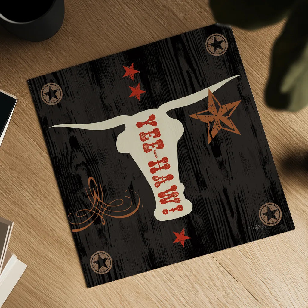 Saddle Up Icon IV by Pela Studio. Shown as a detailed flat fine art print, highlighting archival giclee quality. Available as an archival giclee rolled canvas, fine art paper, or poster print. SKU 69506a.