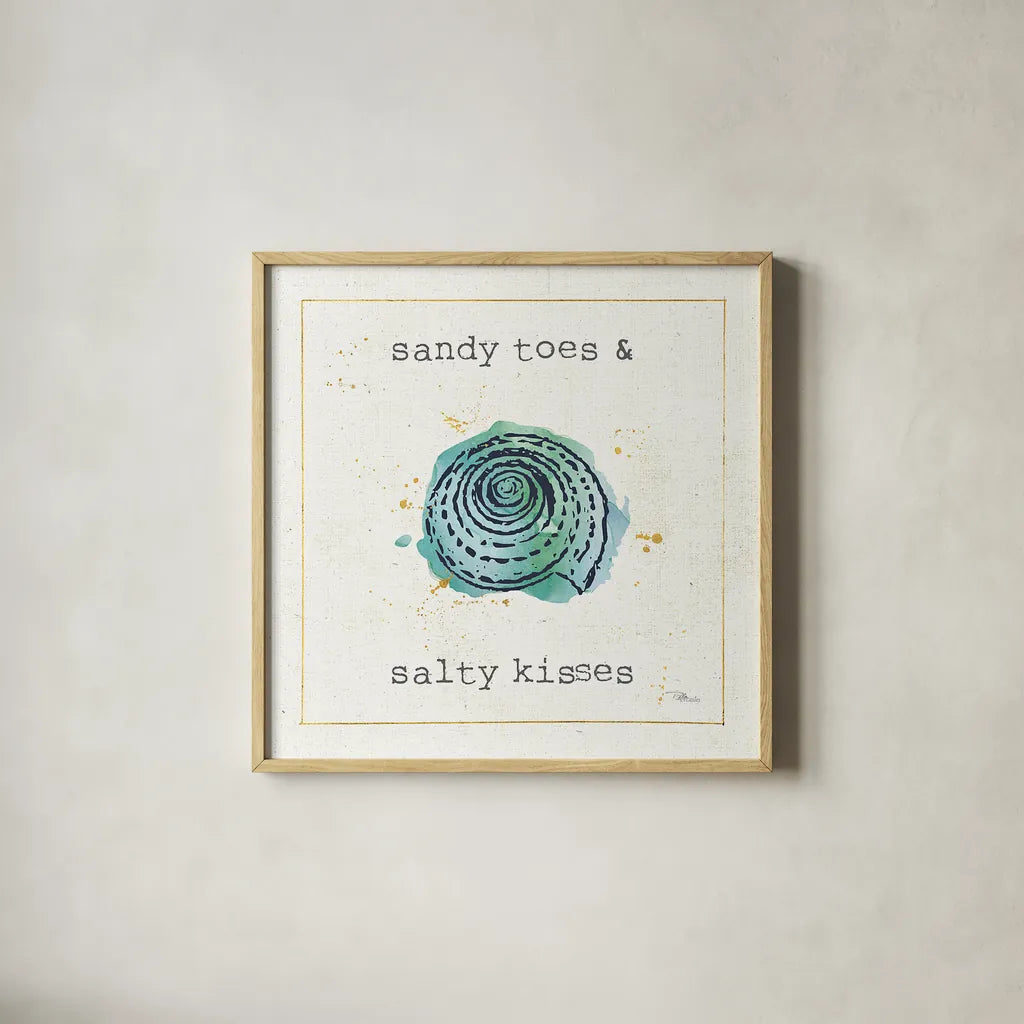 Sea Treasures II by Pela Studio. Shown in a natural wood glass frame for a timeless modern aesthetic. Available as an archival giclee rolled canvas, fine art paper, or poster print. SKU 17769a.