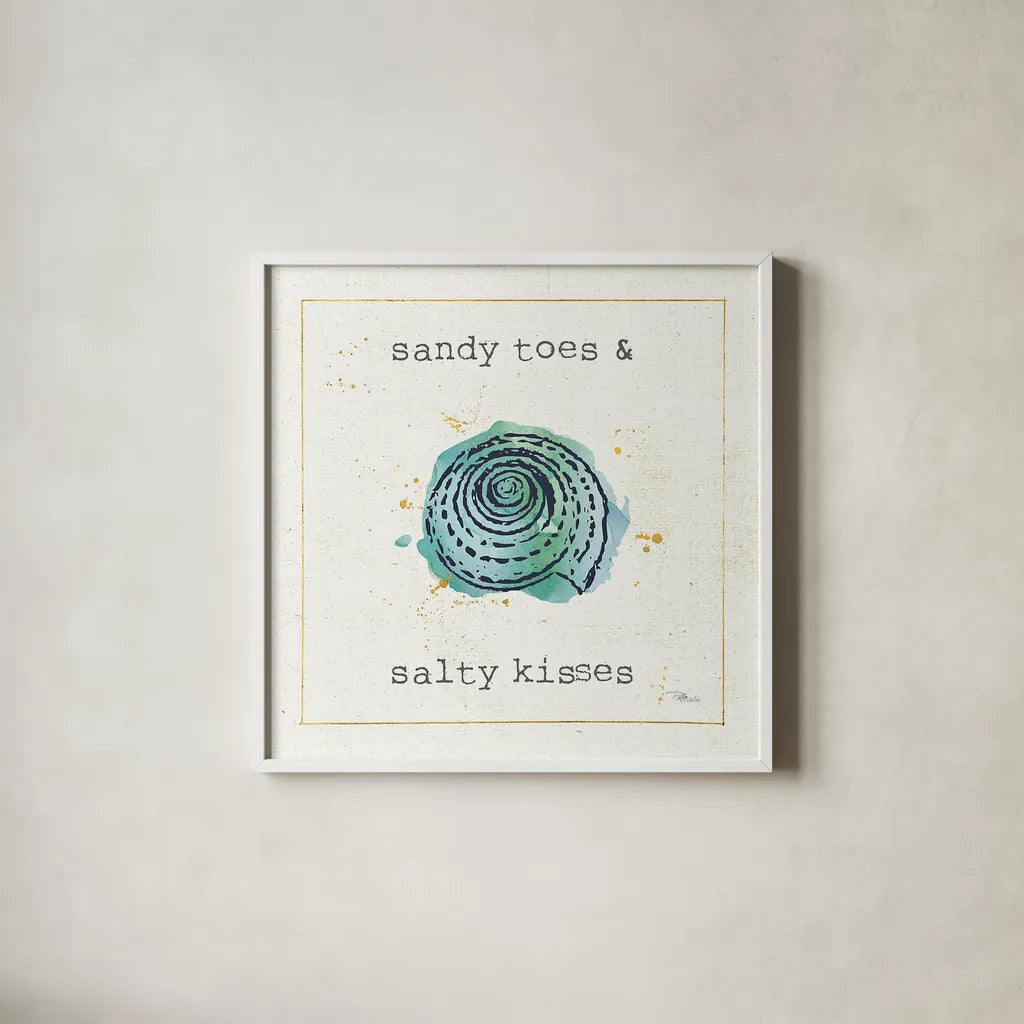Sea Treasures II by Pela Studio. Shown in a crisp white glass frame for a clean and minimalist style. Available as an archival giclee rolled canvas, fine art paper, or poster print. SKU 17769a.