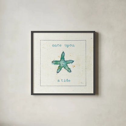 Sea Treasures III - Once Upon a Tide by Pela Studio. Shown in a sleek black glass frame for a contemporary gallery look. Available as an archival giclee rolled canvas, fine art paper, or poster print. SKU 46973a.