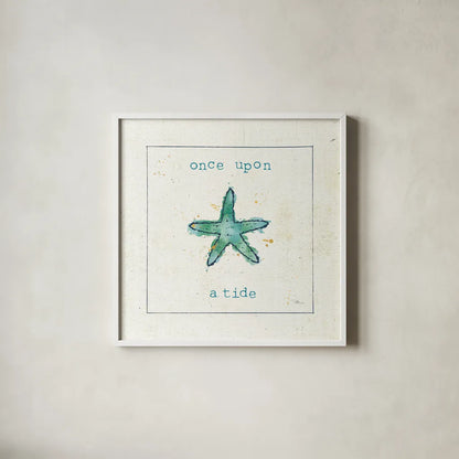 Sea Treasures III - Once Upon a Tide by Pela Studio. Shown in a crisp white glass frame for a clean and minimalist style. Available as an archival giclee rolled canvas, fine art paper, or poster print. SKU 46973a.