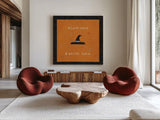 Spooky Cuties II Witch Hats by Pela Studio. Shown as extra-large giant wall art in a modern living room. Available as an archival giclee rolled canvas, fine art paper, or poster print. SKU 47584a.