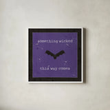 Spooky Cuties IV Purple by Pela Studio. Shown in a crisp white glass frame for a clean and minimalist style. Available as an archival giclee rolled canvas, fine art paper, or poster print. SKU 47502a.