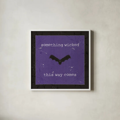 Spooky Cuties IV Purple by Pela Studio. Shown in a crisp white glass frame for a clean and minimalist style. Available as an archival giclee rolled canvas, fine art paper, or poster print. SKU 47502a.