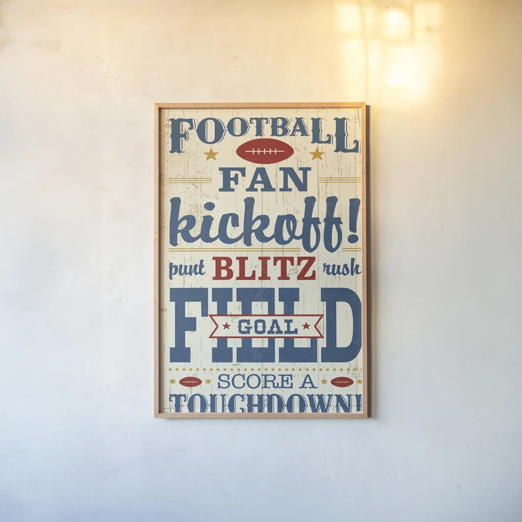 Sports Lovers I Red v2 by Pela Studio. shown as a paper print in a natural frame. Available as a archival giclee rolled canvas, fine art paper, or poster print. SKU 72091h.