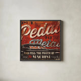 Street Machines I by Pela Studio. Shown in a sleek black glass frame for a contemporary gallery look. Available as an archival giclee rolled canvas, fine art paper, or poster print. SKU 13201a.