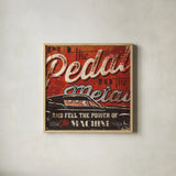 Street Machines I by Pela Studio. Shown in a natural wood glass frame for a timeless modern aesthetic. Available as an archival giclee rolled canvas, fine art paper, or poster print. SKU 13201a.