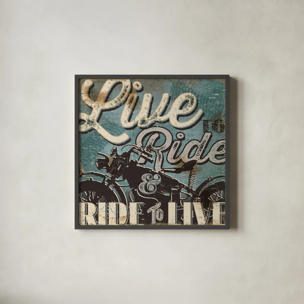 Street Machines II by Pela Studio. Shown in a sleek black glass frame for a contemporary gallery look. Available as an archival giclee rolled canvas, fine art paper, or poster print. SKU 13202a.