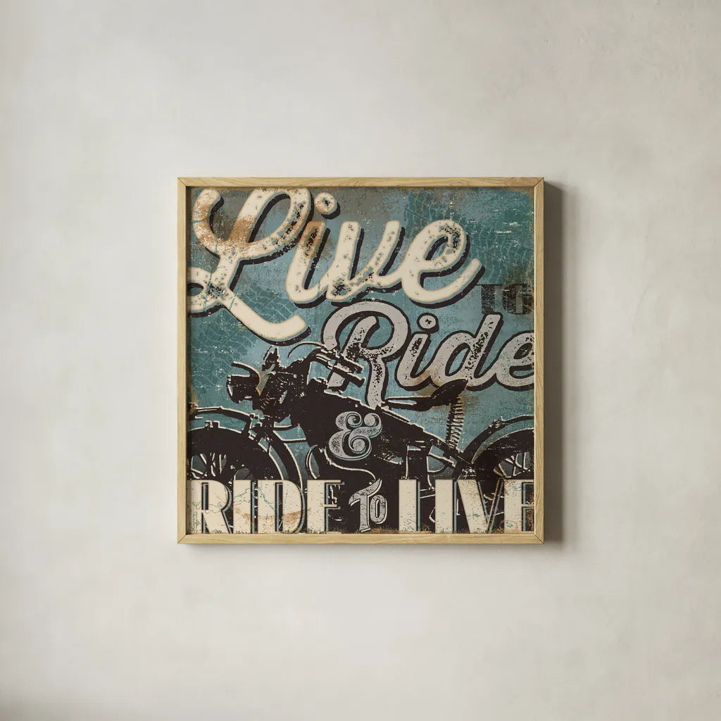 Street Machines II by Pela Studio. Shown in a natural wood glass frame for a timeless modern aesthetic. Available as an archival giclee rolled canvas, fine art paper, or poster print. SKU 13202a.