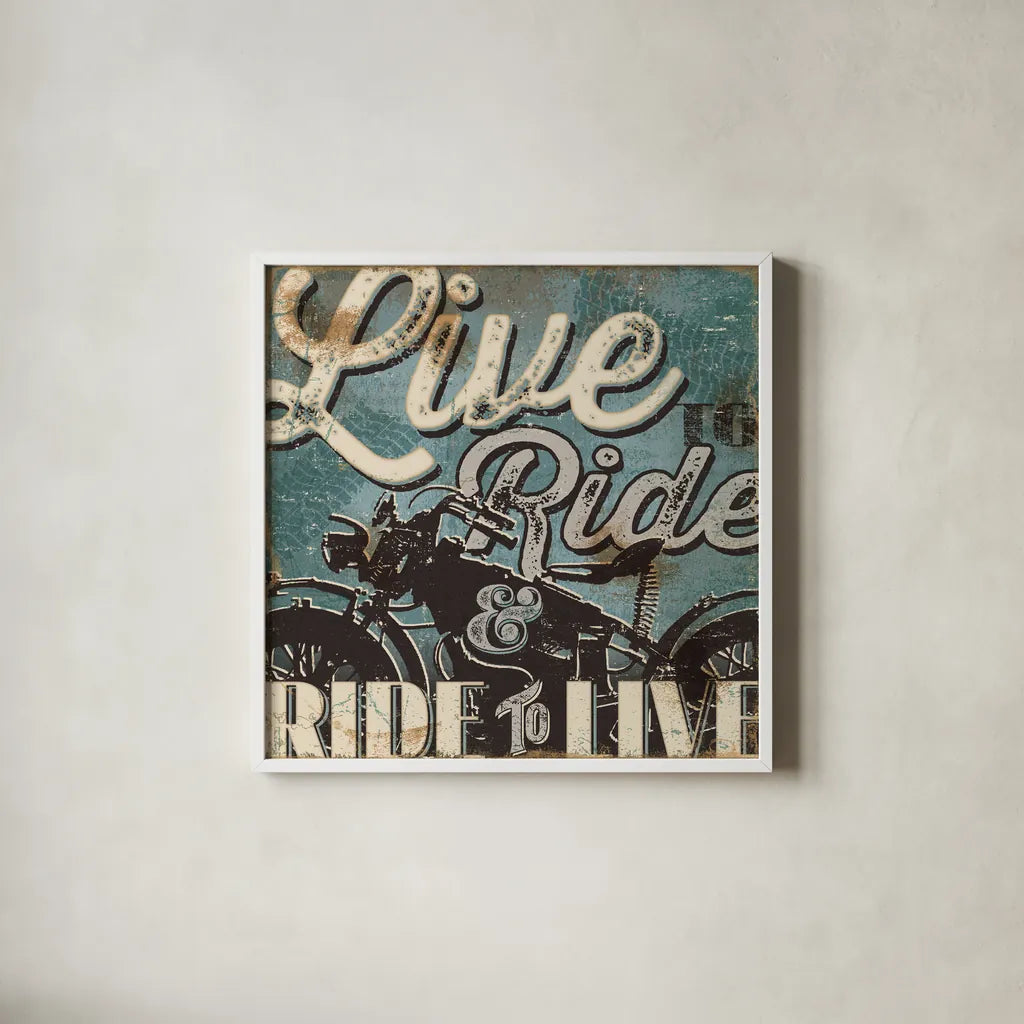 Street Machines II by Pela Studio. Shown in a crisp white glass frame for a clean and minimalist style. Available as an archival giclee rolled canvas, fine art paper, or poster print. SKU 13202a.