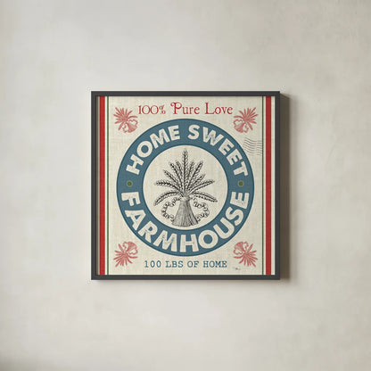 Sweet Farmhouse I by Pela Studio. Shown in a sleek black glass frame for a contemporary gallery look. Available as an archival giclee rolled canvas, fine art paper, or poster print. SKU 36180a.