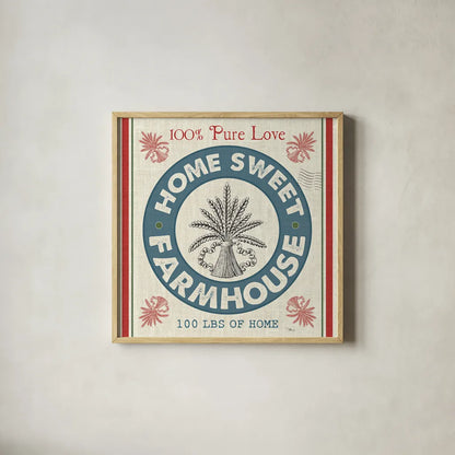 Sweet Farmhouse I by Pela Studio. Shown in a natural wood glass frame for a timeless modern aesthetic. Available as an archival giclee rolled canvas, fine art paper, or poster print. SKU 36180a.