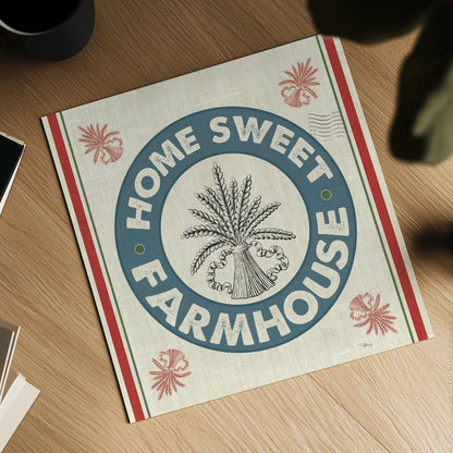 Sweet Farmhouse I No 100 by Pela Studio. Shown as a detailed flat fine art print, highlighting archival giclee quality. Available as an archival giclee rolled canvas, fine art paper, or poster print. SKU 49020a.