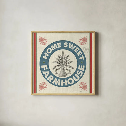 Sweet Farmhouse I No 100 by Pela Studio. Shown in a natural wood glass frame for a timeless modern aesthetic. Available as an archival giclee rolled canvas, fine art paper, or poster print. SKU 49020a.