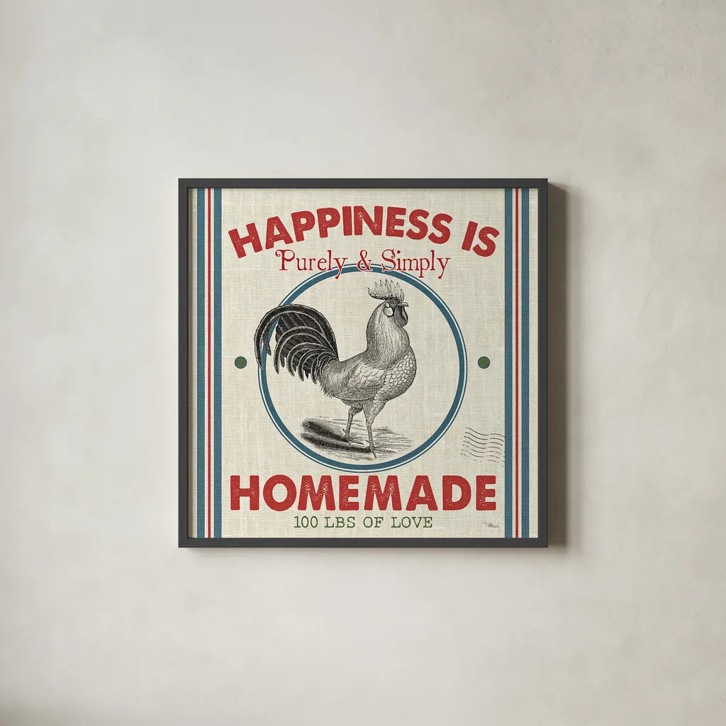 Sweet Farmhouse II by Pela Studio. Shown in a sleek black glass frame for a contemporary gallery look. Available as an archival giclee rolled canvas, fine art paper, or poster print. SKU 36181a.