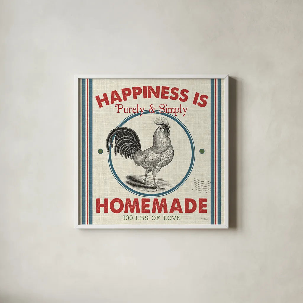 Sweet Farmhouse II by Pela Studio. Shown in a crisp white glass frame for a clean and minimalist style. Available as an archival giclee rolled canvas, fine art paper, or poster print. SKU 36181a.