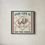 Sweet Farmhouse III by Pela Studio. Shown in a sleek black glass frame for a contemporary gallery look. Available as an archival giclee rolled canvas, fine art paper, or poster print. SKU 36182a.