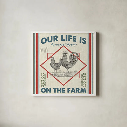 Sweet Farmhouse III by Pela Studio. Shown in a crisp white glass frame for a clean and minimalist style. Available as an archival giclee rolled canvas, fine art paper, or poster print. SKU 36182a.