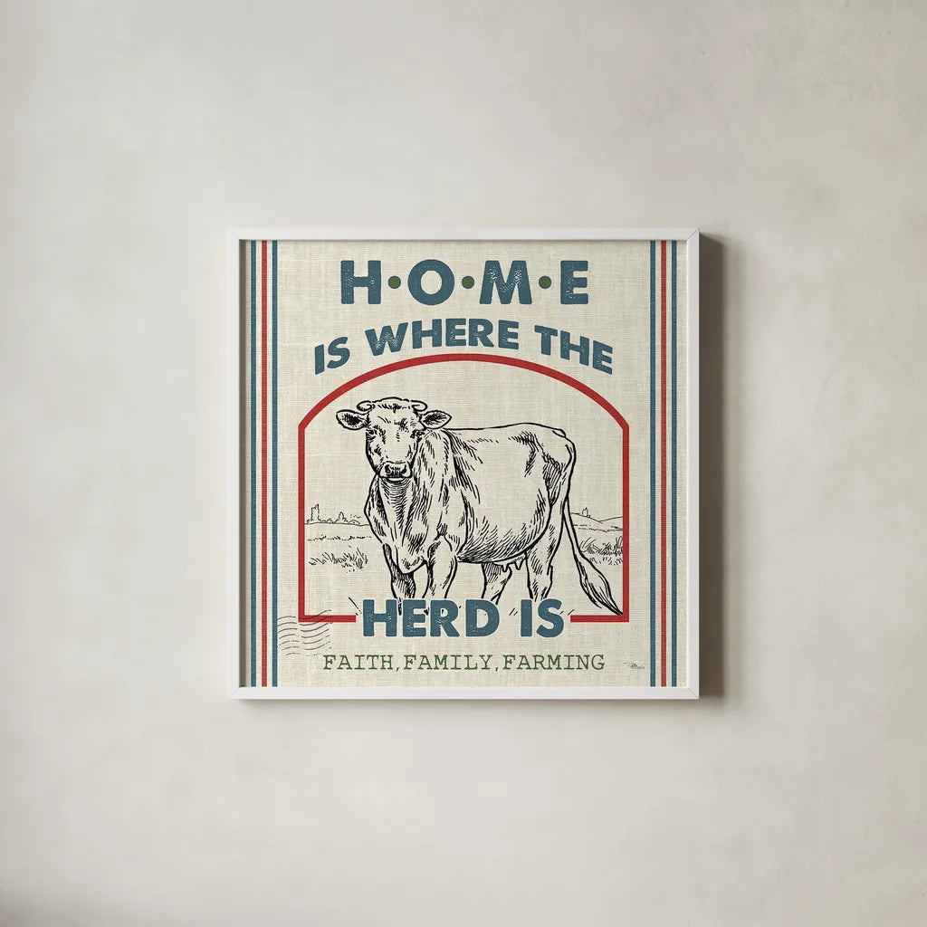 Sweet Farmhouse IV by Pela Studio. Shown in a crisp white glass frame for a clean and minimalist style. Available as an archival giclee rolled canvas, fine art paper, or poster print. SKU 36183a.