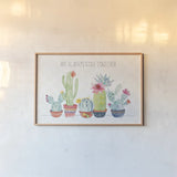 Sweet Succulents I by Pela Studio. shown as a paper print in a natural frame. Available as a archival giclee rolled canvas, fine art paper, or poster print. SKU 38946i.