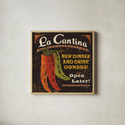 Tex Mex II by Pela Studio. Shown in a natural wood glass frame for a timeless modern aesthetic. Available as an archival giclee rolled canvas, fine art paper, or poster print. SKU 10325a.