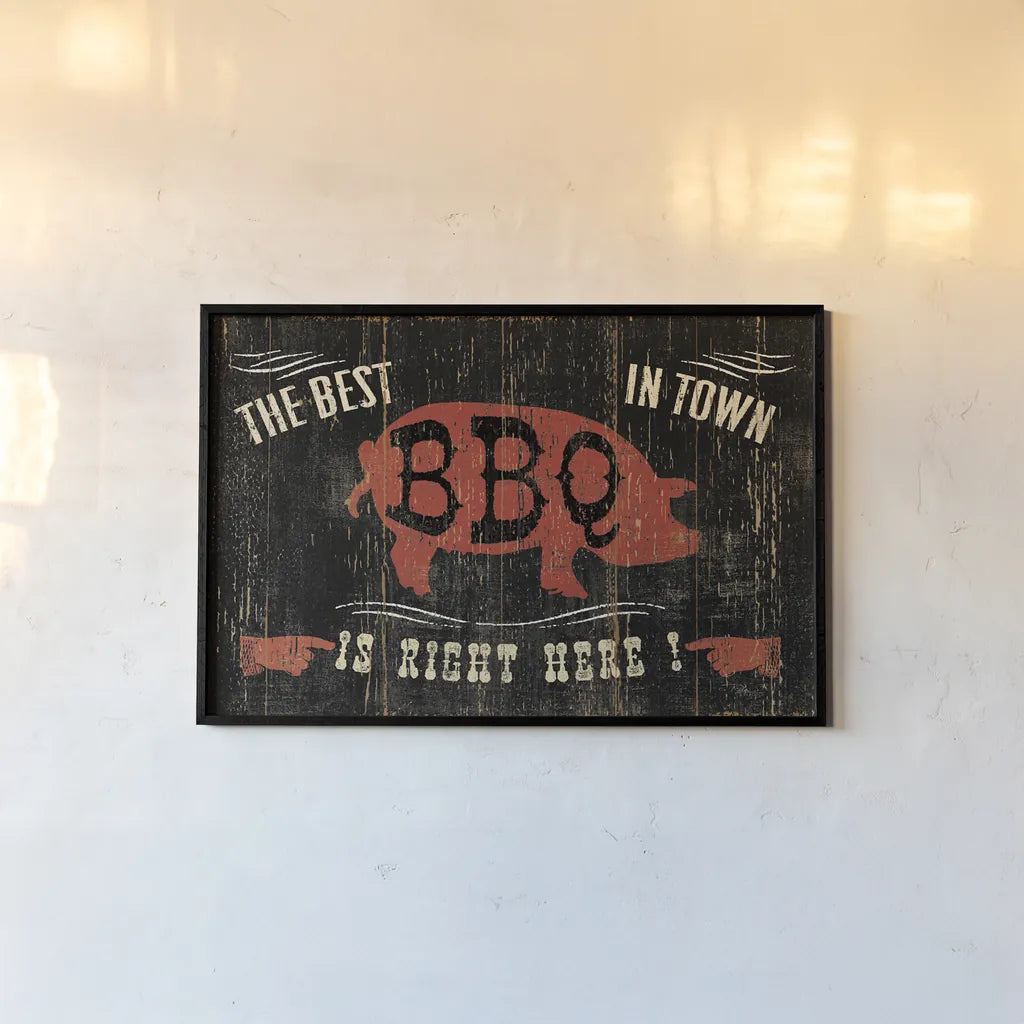 The Best BBQ in Town by Pela Studio. shown as a paper print in a black flame. Available as a archival giclee rolled canvas, fine art paper, or poster print. SKU 11735i.