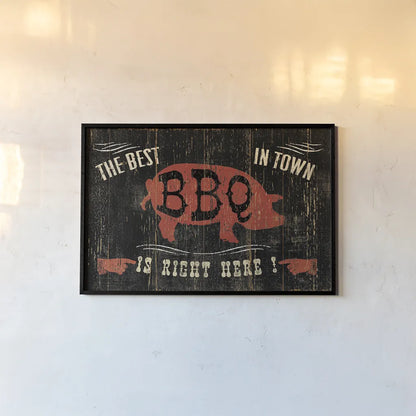 The Best BBQ in Town by Pela Studio. shown as a paper print in a black flame. Available as a archival giclee rolled canvas, fine art paper, or poster print. SKU 11735i.