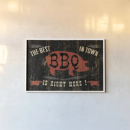 The Best BBQ in Town by Pela Studio. shown as a paper print in a white frame. Available as a archival giclee rolled canvas, fine art paper, or poster print. SKU 11735i.