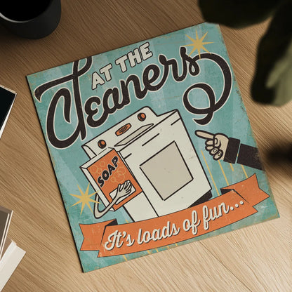 The Cleaners II by Pela Studio. Shown as a detailed flat fine art print, highlighting archival giclee quality. Available as an archival giclee rolled canvas, fine art paper, or poster print. SKU 14795a.