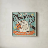 The Cleaners II by Pela Studio. Shown in a crisp white glass frame for a clean and minimalist style. Available as an archival giclee rolled canvas, fine art paper, or poster print. SKU 14795a.