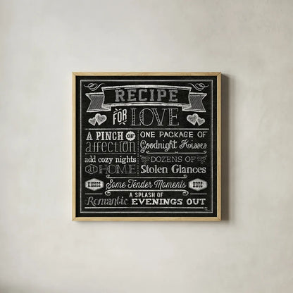 Thoughtful Recipes III by Pela Studio. Shown in a natural wood glass frame for a timeless modern aesthetic. Available as an archival giclee rolled canvas, fine art paper, or poster print. SKU 15216a.