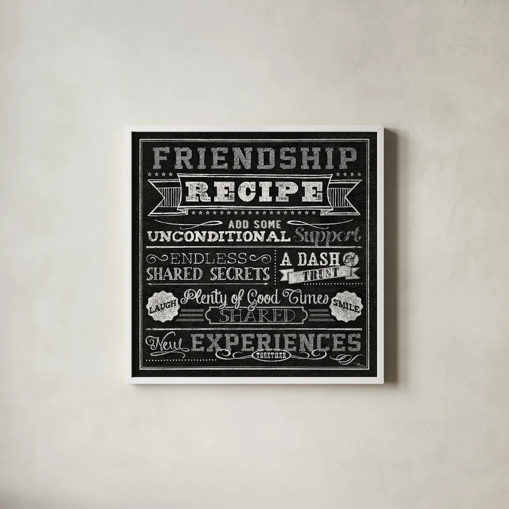Thoughtful Recipes IV by Pela Studio. Shown in a crisp white glass frame for a clean and minimalist style. Available as an archival giclee rolled canvas, fine art paper, or poster print. SKU 15217a.