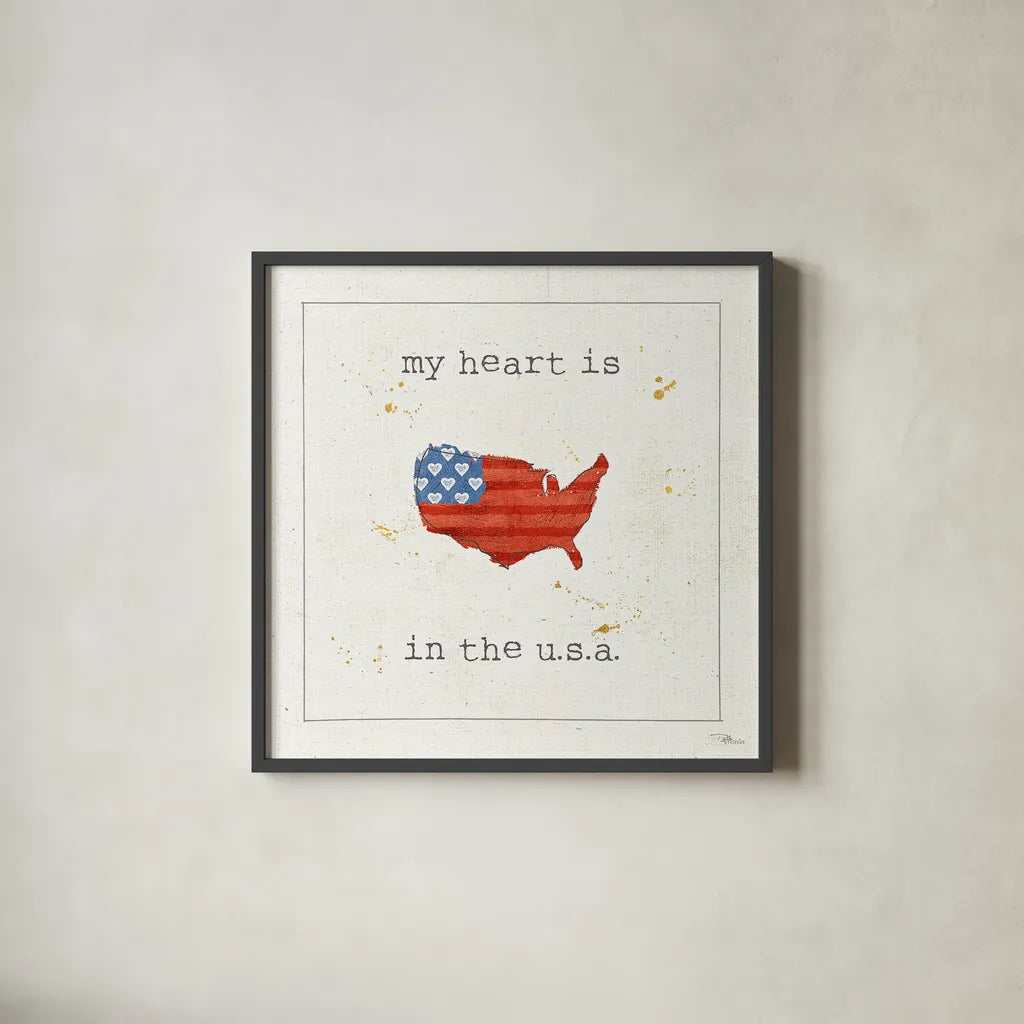 USA Cuties II by Pela Studio. Shown in a sleek black glass frame for a contemporary gallery look. Available as an archival giclee rolled canvas, fine art paper, or poster print. SKU 24163a.