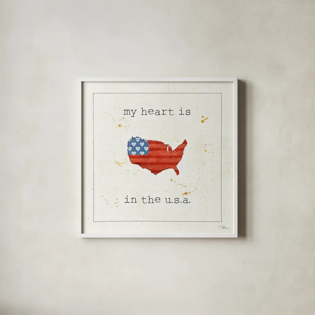 USA Cuties II by Pela Studio. Shown in a crisp white glass frame for a clean and minimalist style. Available as an archival giclee rolled canvas, fine art paper, or poster print. SKU 24163a.