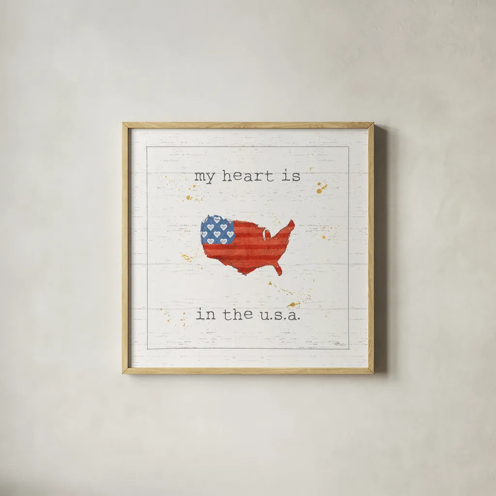 USA Cuties II Shiplap by Pela Studio. Shown in a natural wood glass frame for a timeless modern aesthetic. Available as an archival giclee rolled canvas, fine art paper, or poster print. SKU 38806a.