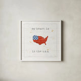 USA Cuties II Shiplap by Pela Studio. Shown in a crisp white glass frame for a clean and minimalist style. Available as an archival giclee rolled canvas, fine art paper, or poster print. SKU 38806a.