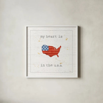 USA Cuties II Shiplap by Pela Studio. Shown in a crisp white glass frame for a clean and minimalist style. Available as an archival giclee rolled canvas, fine art paper, or poster print. SKU 38806a.