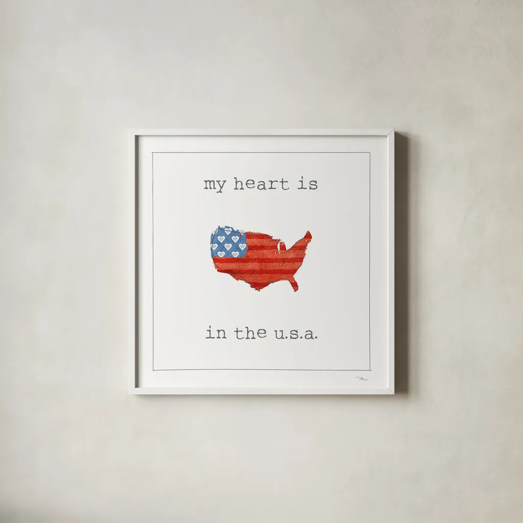 USA Cuties II on White by Pela Studio. Shown in a crisp white glass frame for a clean and minimalist style. Available as an archival giclee rolled canvas, fine art paper, or poster print. SKU 28564a.