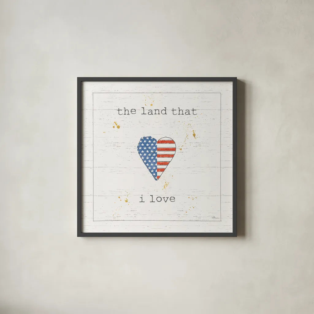 USA Cuties III Shiplap by Pela Studio. Shown in a sleek black glass frame for a contemporary gallery look. Available as an archival giclee rolled canvas, fine art paper, or poster print. SKU 38807a.