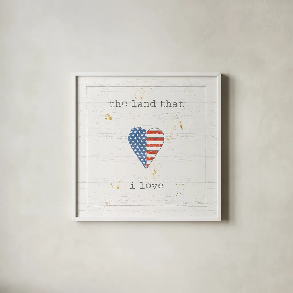 USA Cuties III Shiplap by Pela Studio. Shown in a crisp white glass frame for a clean and minimalist style. Available as an archival giclee rolled canvas, fine art paper, or poster print. SKU 38807a.