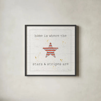 USA Cuties IV Shiplap by Pela Studio. Shown in a sleek black glass frame for a contemporary gallery look. Available as an archival giclee rolled canvas, fine art paper, or poster print. SKU 38808a.