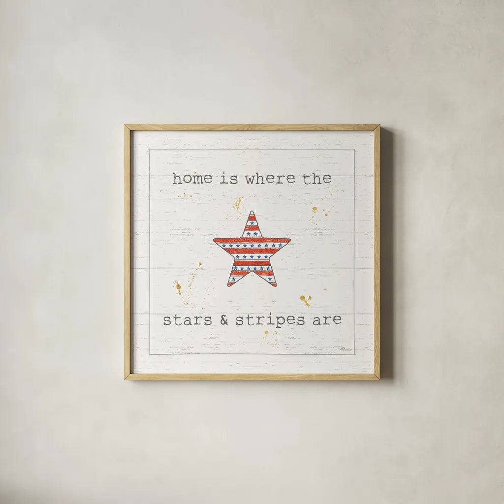 USA Cuties IV Shiplap by Pela Studio. Shown in a natural wood glass frame for a timeless modern aesthetic. Available as an archival giclee rolled canvas, fine art paper, or poster print. SKU 38808a.