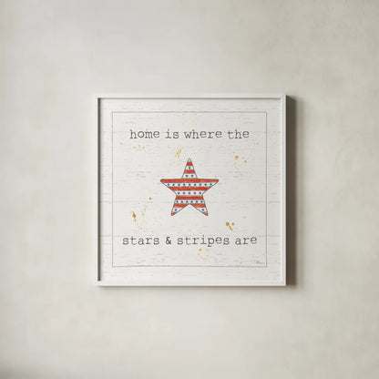 USA Cuties IV Shiplap by Pela Studio. Shown in a crisp white glass frame for a clean and minimalist style. Available as an archival giclee rolled canvas, fine art paper, or poster print. SKU 38808a.