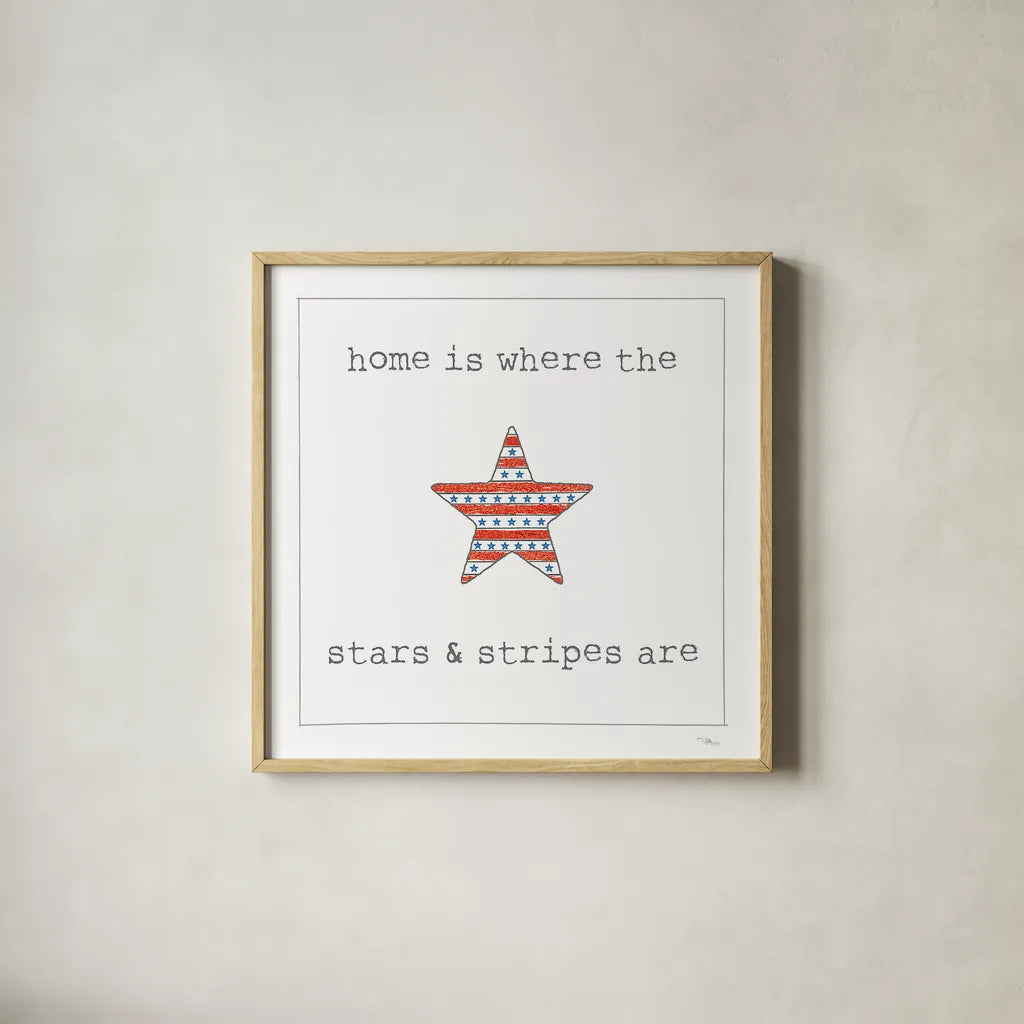 USA Cuties IV on White by Pela Studio. Shown in a natural wood glass frame for a timeless modern aesthetic. Available as an archival giclee rolled canvas, fine art paper, or poster print. SKU 28566a.