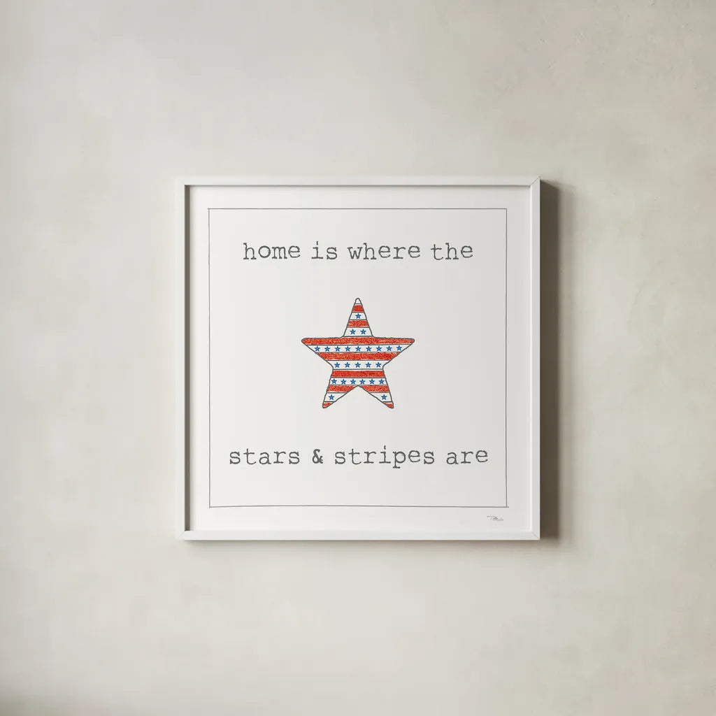 USA Cuties IV on White by Pela Studio. Shown in a crisp white glass frame for a clean and minimalist style. Available as an archival giclee rolled canvas, fine art paper, or poster print. SKU 28566a.