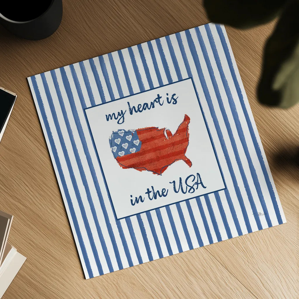 USA Cuties Stripes II by Pela Studio. Shown as a detailed flat fine art print, highlighting archival giclee quality. Available as an archival giclee rolled canvas, fine art paper, or poster print. SKU 98929a.