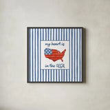 USA Cuties Stripes II by Pela Studio. Shown in a sleek black glass frame for a contemporary gallery look. Available as an archival giclee rolled canvas, fine art paper, or poster print. SKU 98929a.